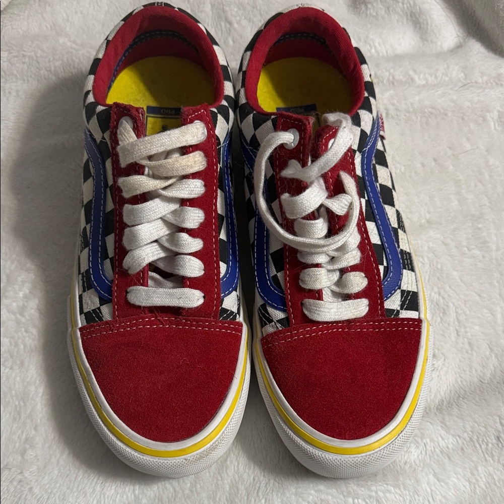Vans Red and Blue Checkerboard Sneakers